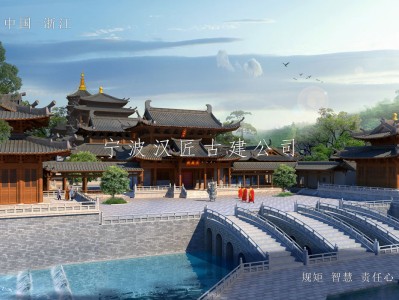 辽宁寺院重建规划设计方案鸟瞰图—积福禅寺